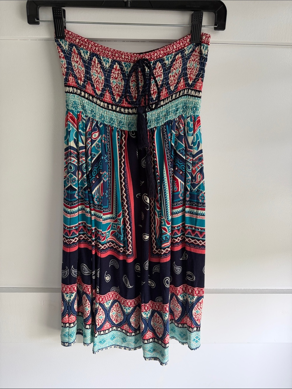 Bohemian Navy & Teal Printed Maxi Dress